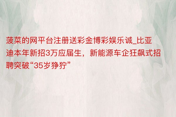 菠菜的网平台注册送彩金博彩娱乐诚_比亚迪本年新招3万应届生，新能源车企狂飙式招聘突破“35岁狰狞”