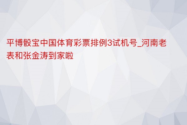 平博骰宝中国体育彩票排例3试机号_河南老表和张金涛到家啦