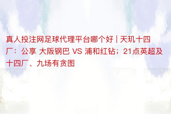 真人投注网足球代理平台哪个好 | 天玑十四厂：公享 大阪钢巴 VS 浦和红钻；21点英超及十四厂、九场有贪图